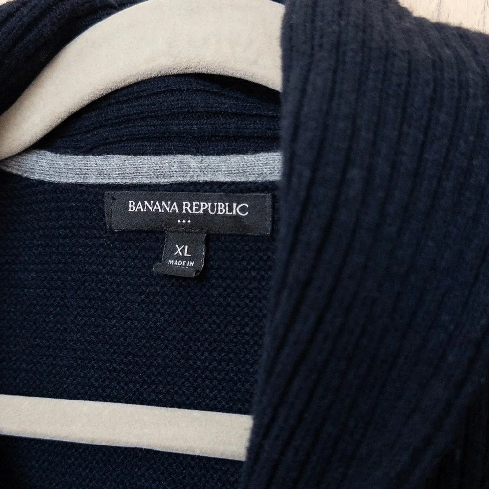 Banana Republic Mens Shawl Collar Pullover Sweater Size XL Navy‎ Preppy Heritage